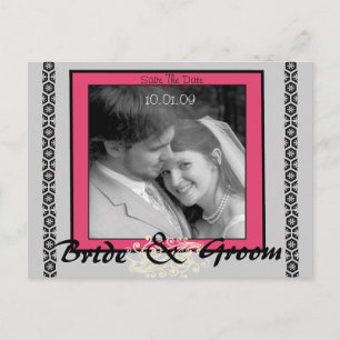 Save the Date rosa und grau mit Ihrem Foto Ankündigungspostkarte