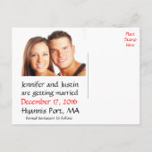 Save the Date Rosa und grünes Foto Ankündigungspostkarte (Rückseite)