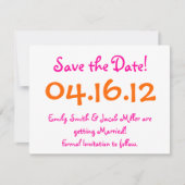 Save the Date Rosa und Orange Einladung (Vorderseite)