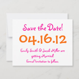 Save the Date Rosa und Orange Einladung