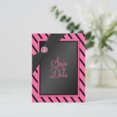 Save the Date rosa und schwarze Streifen (Stehend Vorderseite)