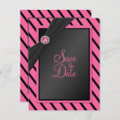 Save the Date rosa und schwarze Streifen (Vorne/Hinten)