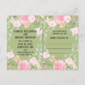 Save the Date Rosa und Weiße Blüten Postkarte (Rückseite)