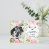 Save the Date Rosa und Weiße Blüten Postkarte (Stehend Vorderseite)