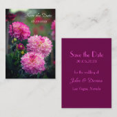 Save the Date rosa und weiße Dahlia-Blume Mitteilungskarte (Vorne/Hinten)