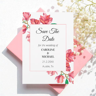 Save the Date rosa weiße Blumenkarte
