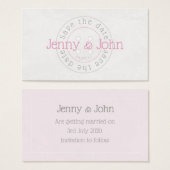 Save the Date rosa-weiße Tastenkarte (Vorne & Hinten)