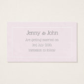 Save the Date rosa-weiße Tastenkarte (Rückseite)