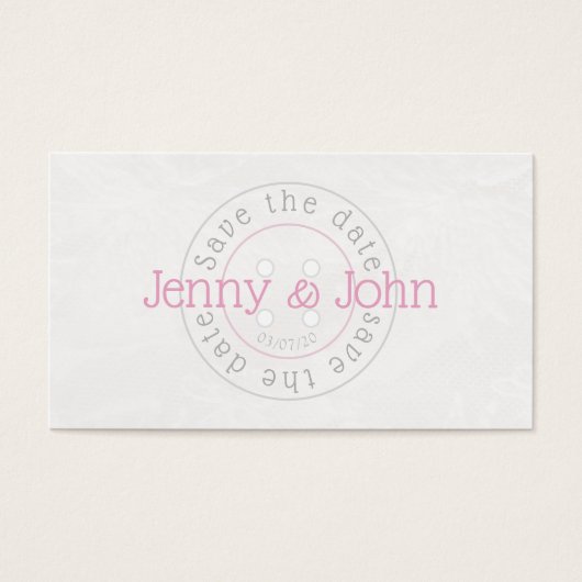 Save the Date rosa-weiße Tastenkarte (Vorderseite)