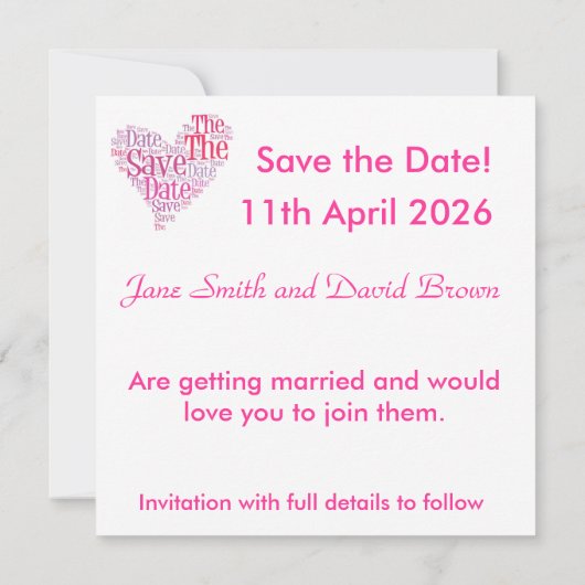Save the Date - Rosatöne (Rückseite)