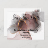 SAVE THE DATE ROSE ANKÜNDIGUNGSPOSTKARTE (Vorne/Hinten)