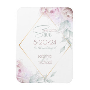Save The Date Rose Blush Cream Watercolor Peak Magnet