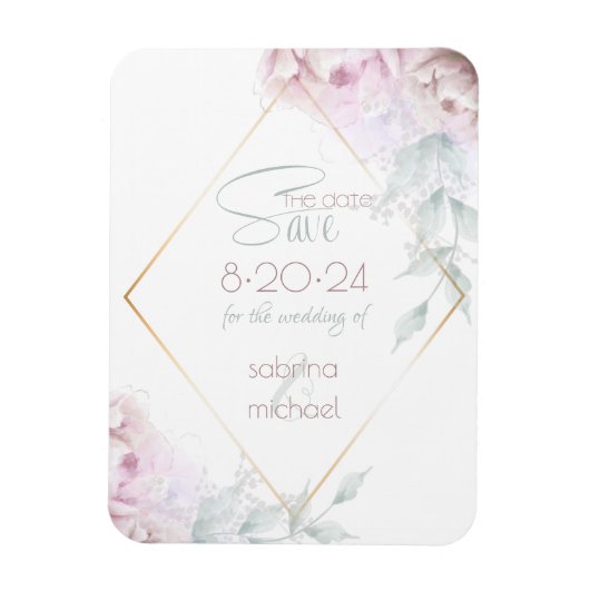 Save The Date | Rose Blush Cream Watercolor Peak Magnet (Vertikal)