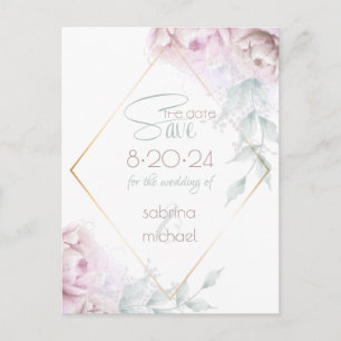 Save The Date Rose Blush Cream Watercolor Peak Postkarte