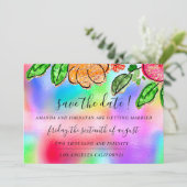 Save the Date Rose Glitzer Holograph Blue (Stehend Vorderseite)
