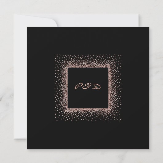 Save the Date Rose Gold Black Glitzer Monogram Lux (Rückseite)