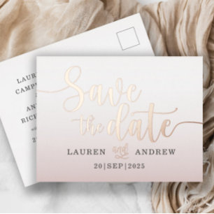 Save the Date Rose Gold Foil Urlaubskarte Folien Feiertagspostkarte
