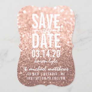 Save The Date   Rose Gold Glitzer Fab