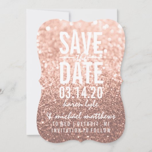 Save The Date | Rose Gold Glitzer Fab (Vorderseite)