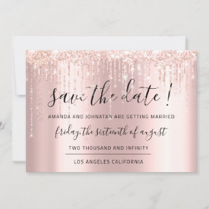 Save the Date Rose Gold Glitzer Tropfen Confetti