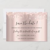 Save the Date Rose Gold Glitzer Tropfen Hochzeit (Vorderseite)