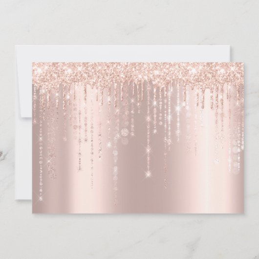 Save the Date Rose Gold Glitzer Tropfen Zeichenket (Rückseite)
