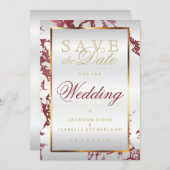 Save the Date Rose Gold Marmor, Weiß und Gold (Vorne/Hinten)