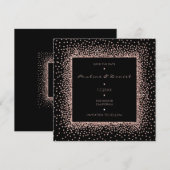 Save The Date Rose Gold Schwarz Glitter Monogram L (Vorne/Hinten)