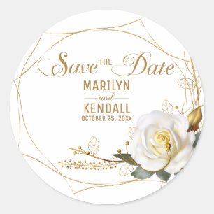 Save the Date Rose Gold Wedding Runder Aufkleber