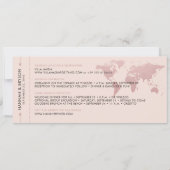 Save the Date Rose Gold World Map Boarding Pass Ankündigung (Rückseite)
