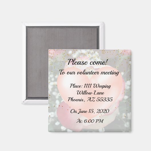 Save the Date Rose Magnet (Vorderseite/Rückseite)