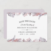 Save the Date Rose Mauve Watercolor Tropical Verla (Vorne/Hinten)