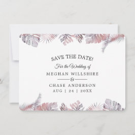 Save the Date Rose Mauve Watercolor Tropical Verla