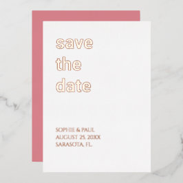 Save the Date Rose mit weißem Rosa Folieneinladung