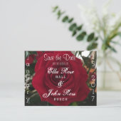 Save the Date Rose Postkarte (Stehend Vorderseite)
