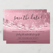 Save the Date Rose Rosa Kristalle (Vorne/Hinten)