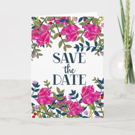 Save the Date Rose und Petalen. (Vorderseite)