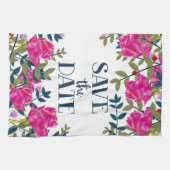 Save the Date Rose und Petalen. Geschirrtuch (Horizontal)