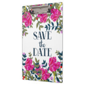 Save the Date Rose und Petalen. Klemmbrett (Links)