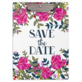 Save the Date Rose und Petalen. Klemmbrett (Vorderseite)