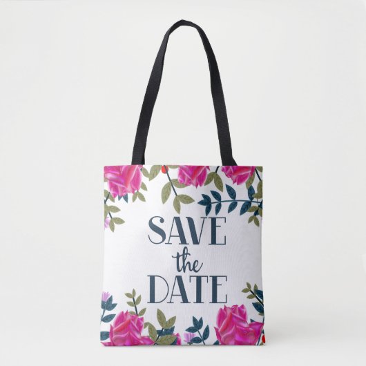 Save the Date Rose und Petalen. Tasche (Vorderseite)