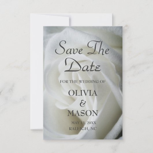 Save the Date - Rose weiß texturiert (Vorderseite)
