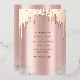 Save The Date Roségold Glitter Tropfen Rosa Folien Feiertagskarte