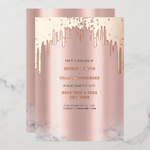 Save The Date Roségold Glitter Tropfen Rosa Folien Feiertagskarte