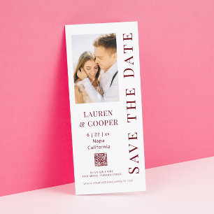Save the Date Rosewood Red QR Code Moderne Hochzei