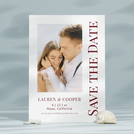 Save the Date Rosewood Red Stylish Modern Wedding