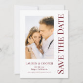 Save the Date Rosewood Red Stylish Modern Wedding (Vorderseite)