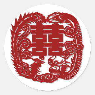 Save the Date Rot-Doppelglückszeit Runder Aufkleber