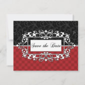 Save the Date Rot und Schwarz Elegante Scroll Cust Einladung (Vorderseite)