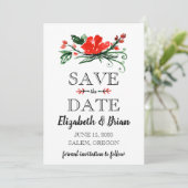 Save the Date Rote Blüte (Stehend Vorderseite)